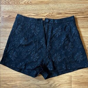 SHEIN Black Floral High Waist Shorts